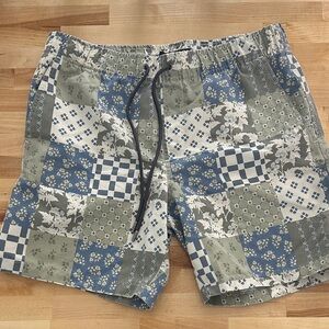Cotton On Men's Patchwork Shorts - Blue and Green